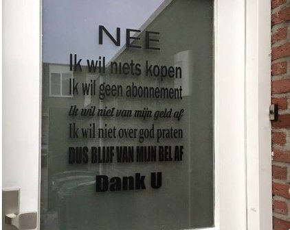 Voordeursticker Geen verkopers