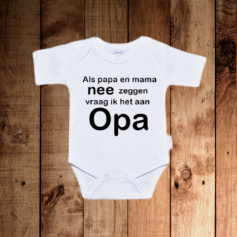 romper met tekst &quot;Als het van papa en mama niet mag, vraag ik het aan opa&quot;