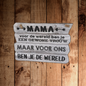 Houten hanger Mama jij bent de wereld