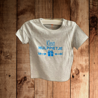 Hulppietje shirt cadeautje maat 98 grijs shirt korte mouw 