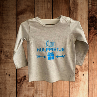 Hulppietje shirt cadeautje maat 68 grijs shirt lange mouw 