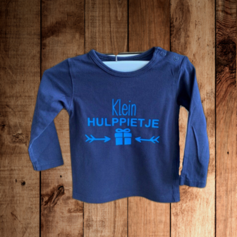 Hulppietje shirt cadeautje maat 74 Donker blauw shirt lange mouw 