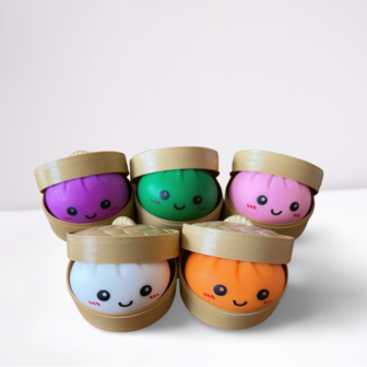 Dumpling Squishy Stressbal | Anti-stress Speelgoed in Stoommandje - Mystery Squishy Dumpling