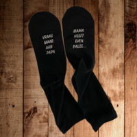 Unieke Zwarte Sokken Set "met verschillende soorten teksten" - Leuk Kraamcadeau / Vaderdagcadeau