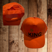 Stijlvolle Oranje "KING" Pet / Baseball Cap - One Size & Verstelbaar
